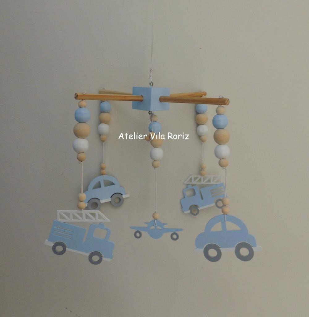 Móbile Madeira Transportes Azul e Branco