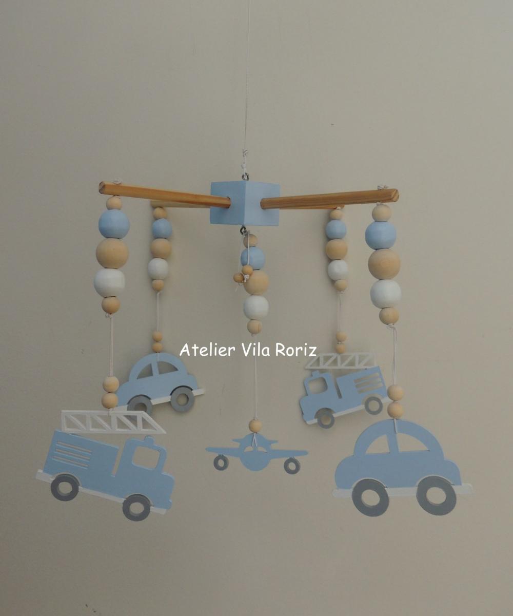 Móbile Madeira Transportes Azul e Branco