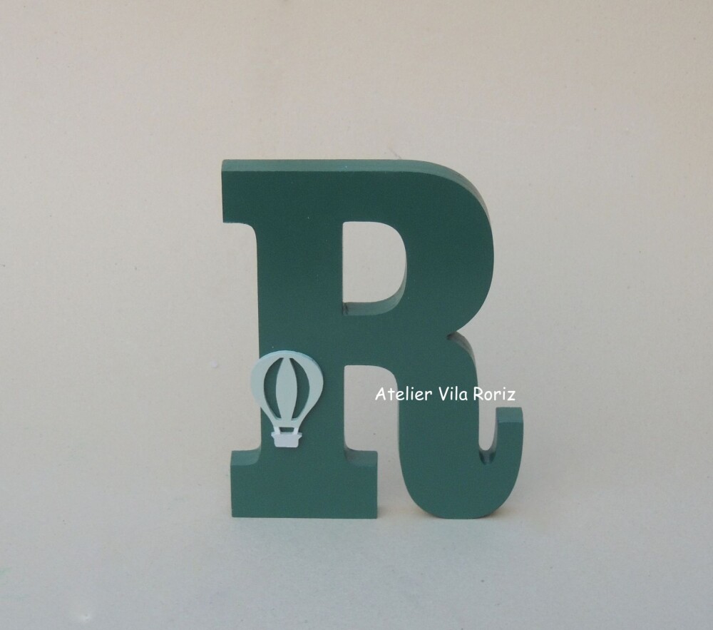 Adorno Letra Madeira Verde 15 cm