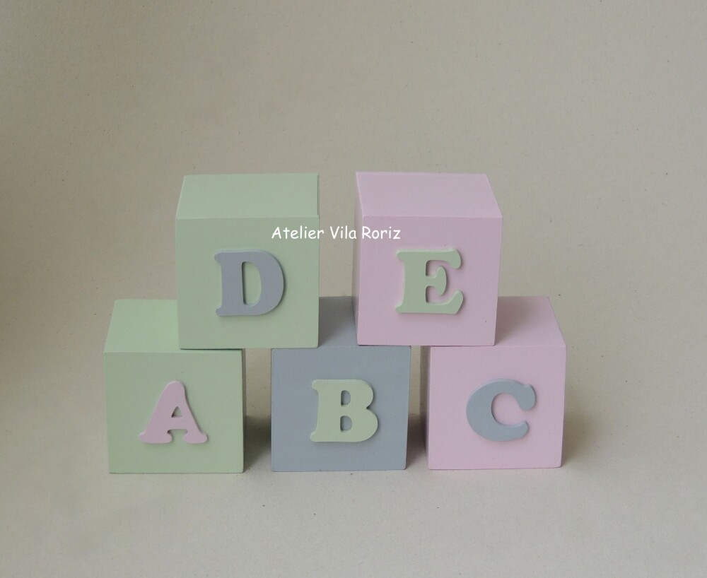 Adorno Cubos Decorativos Pintados Abcde