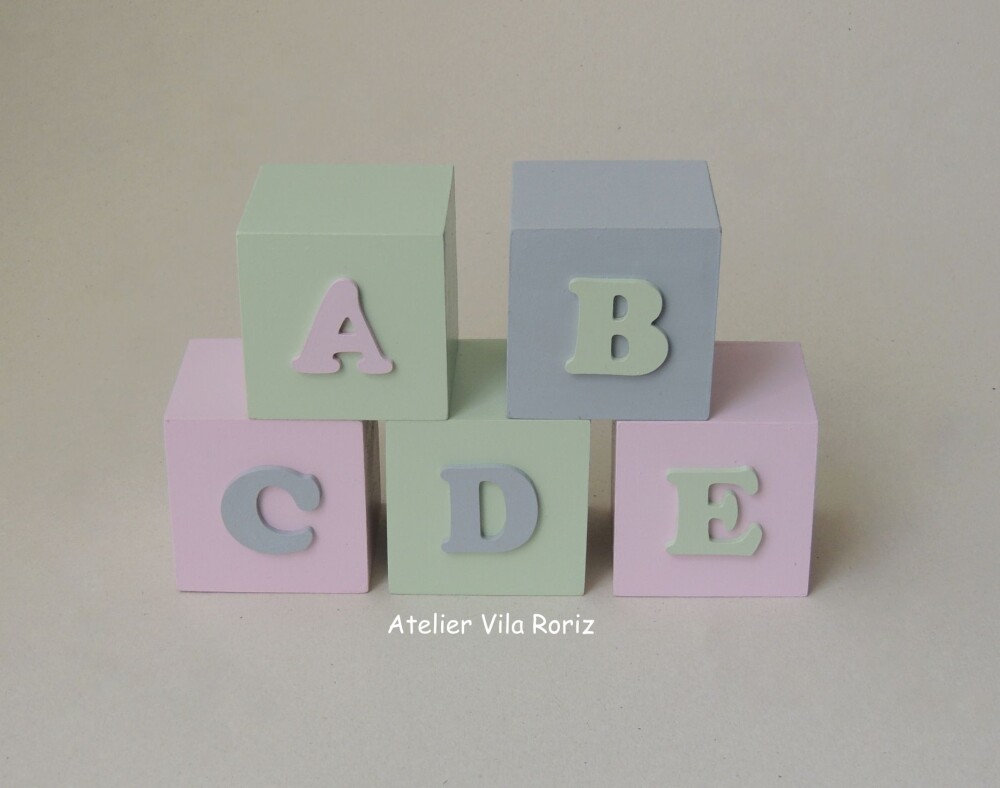 Adorno Cubos Decorativos Pintados Abcde