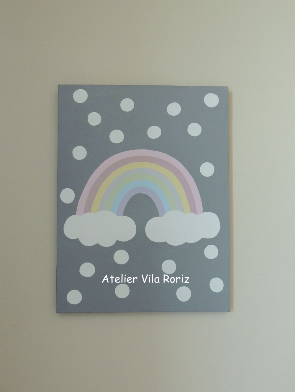 Quadro Tela Pintada à Mão 30 x 40 cm Arco-Íris