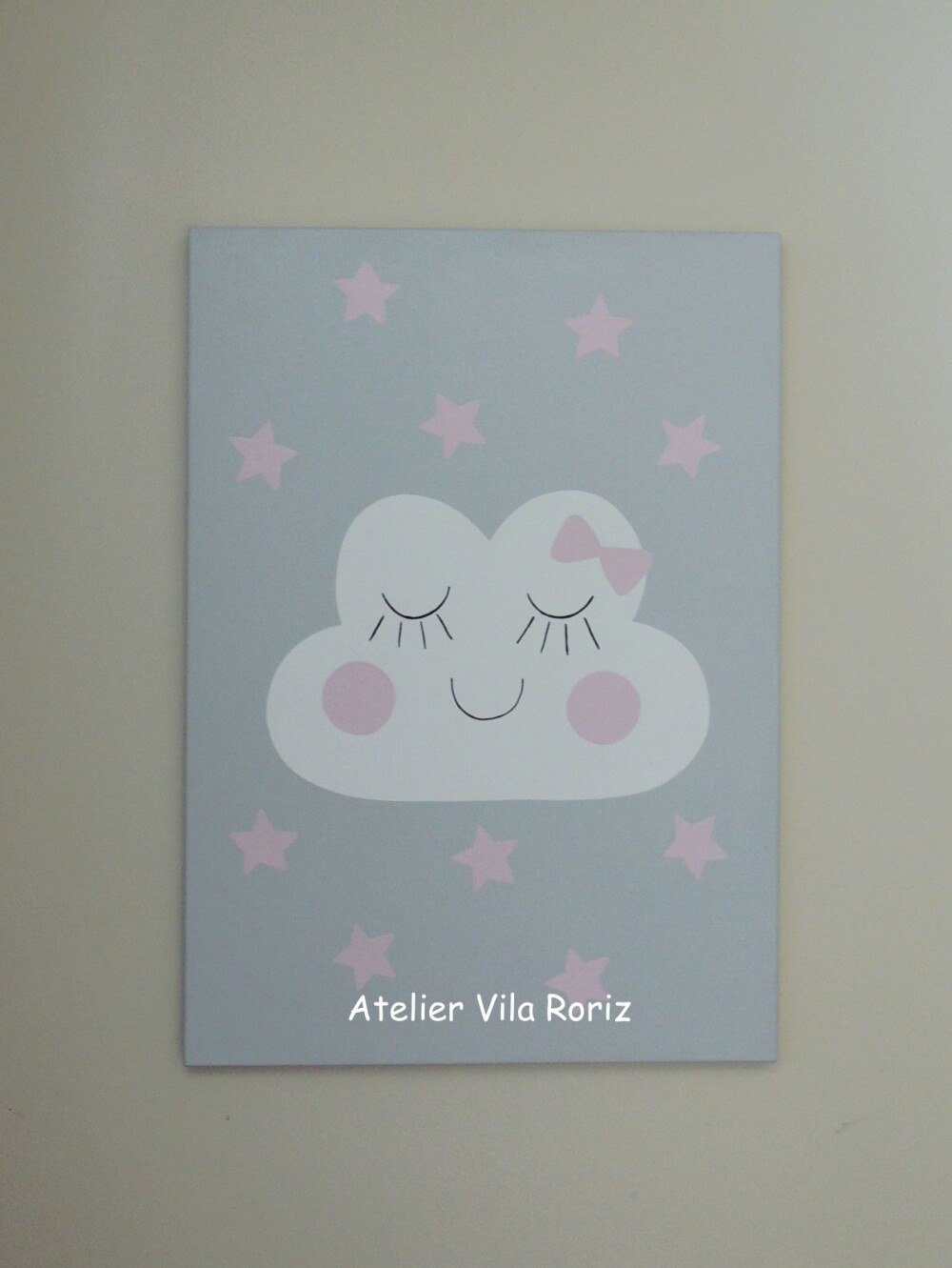 Quadro Tela Pintada à Mão 50 x 70 cm Nuvem