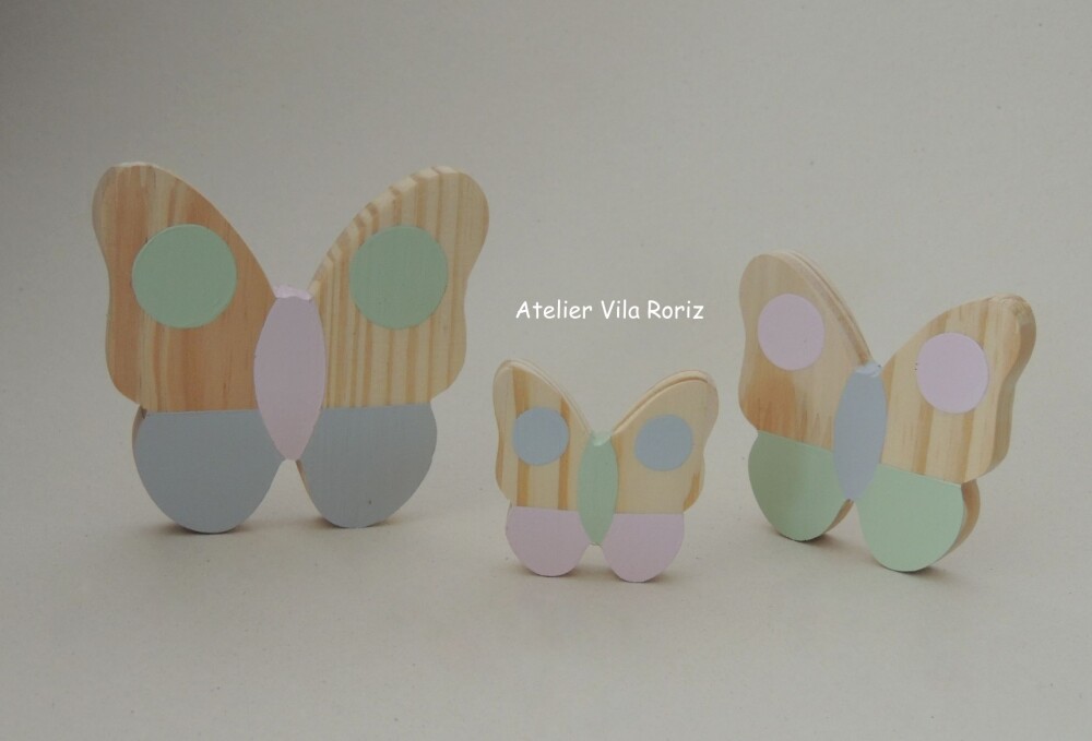 Adorno Trio Borboletas  Pinus