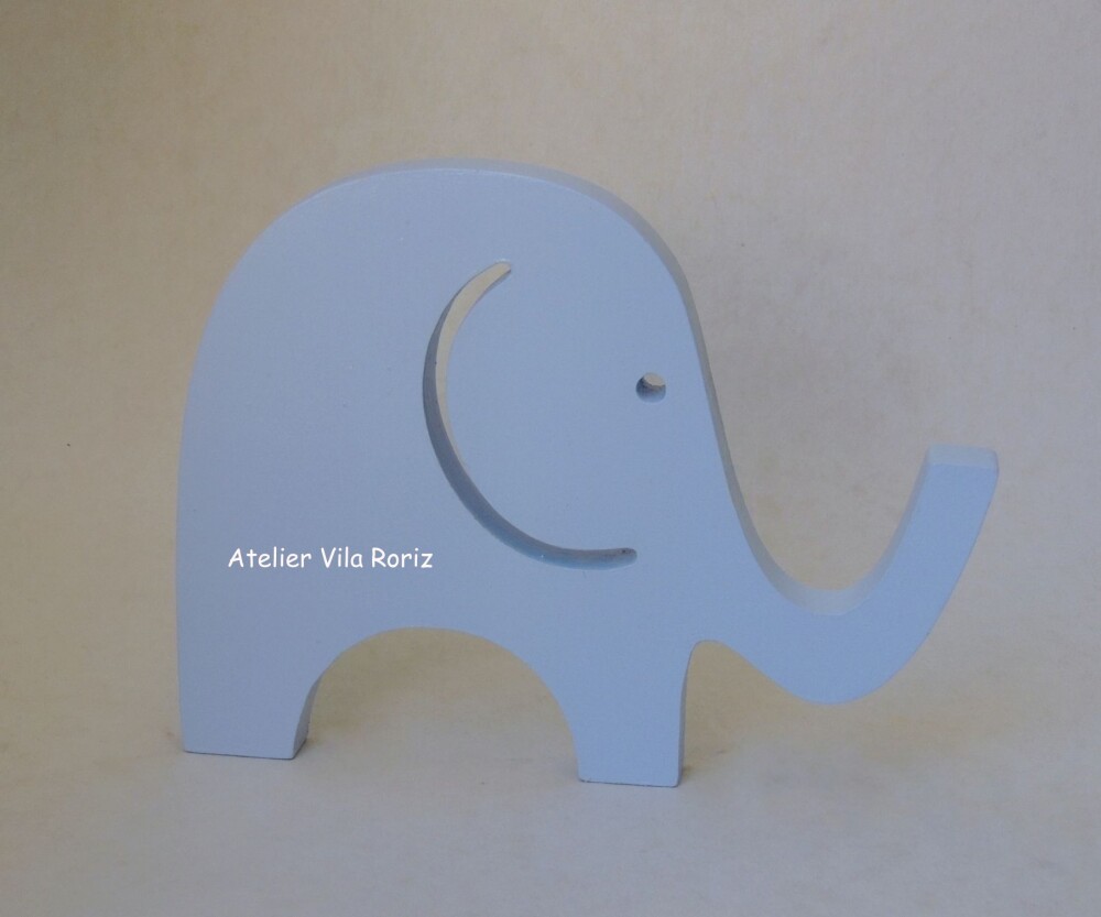Adorno Madeira Elefante M Azul