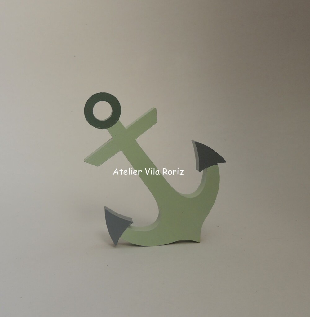 Adorno Madeira Âncora Tons de Verde