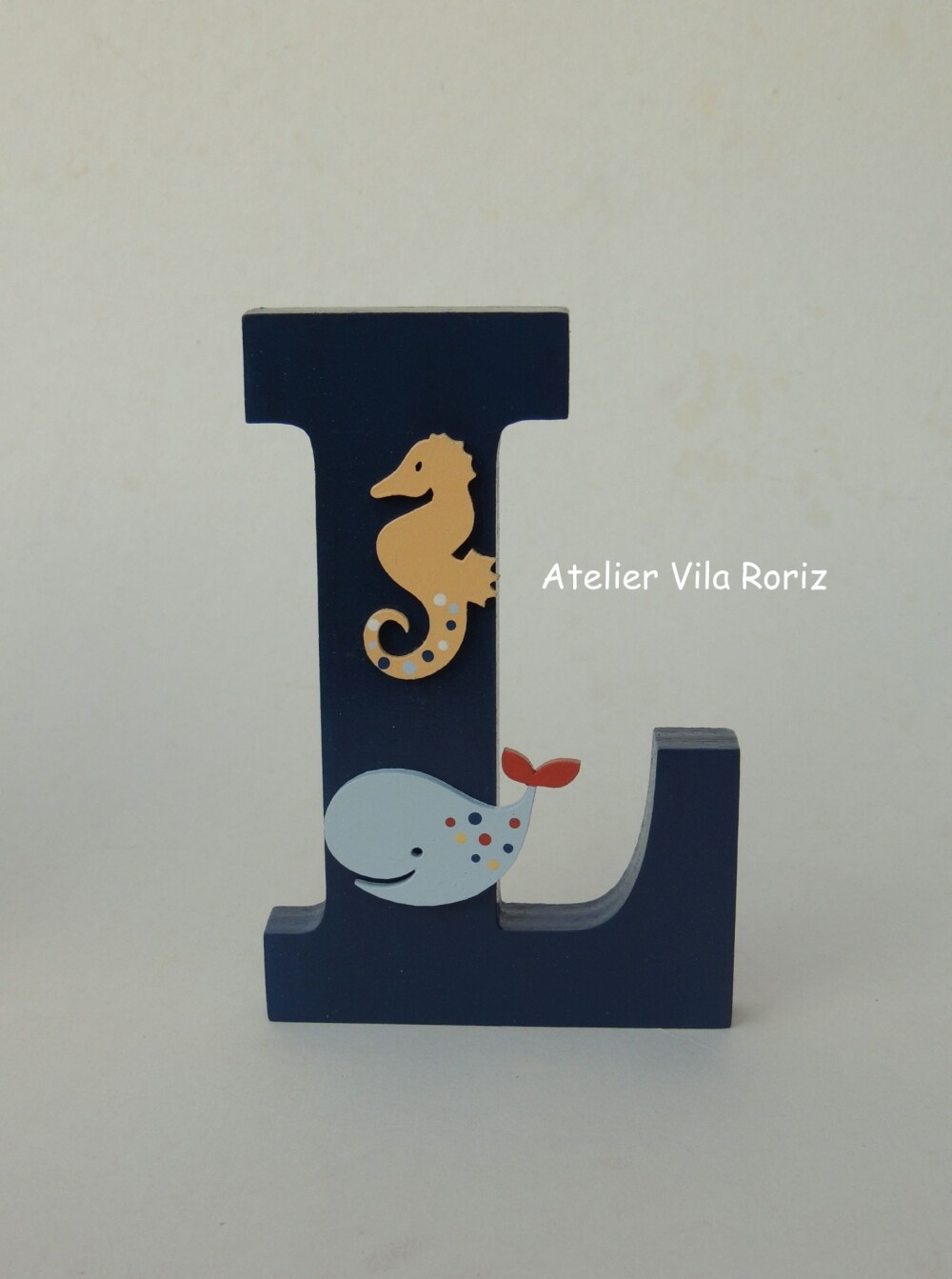Letra inicial Madeira 15 cm Animais Marinhos Marinho