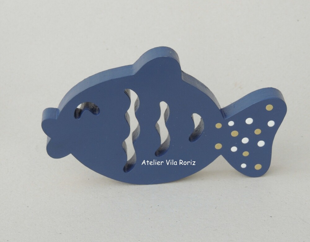 Adorno Madeira Peixe Azul