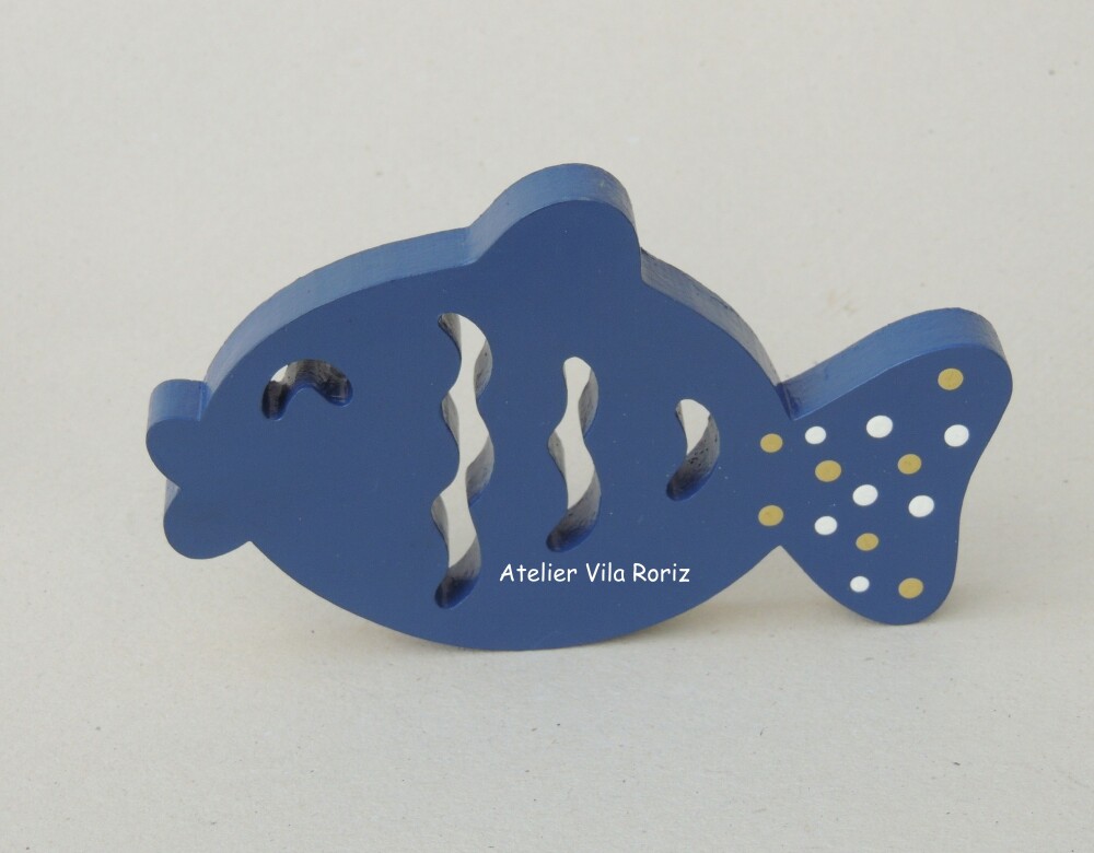 Adorno Madeira Peixe Azul