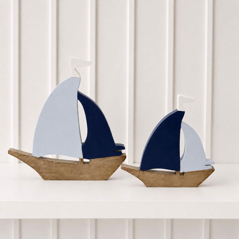 Adorno Madeira Dupla de Barcos