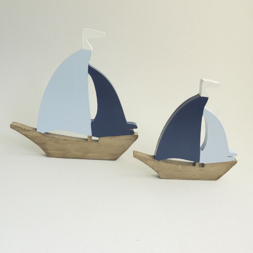 Adorno Madeira Dupla de Barcos