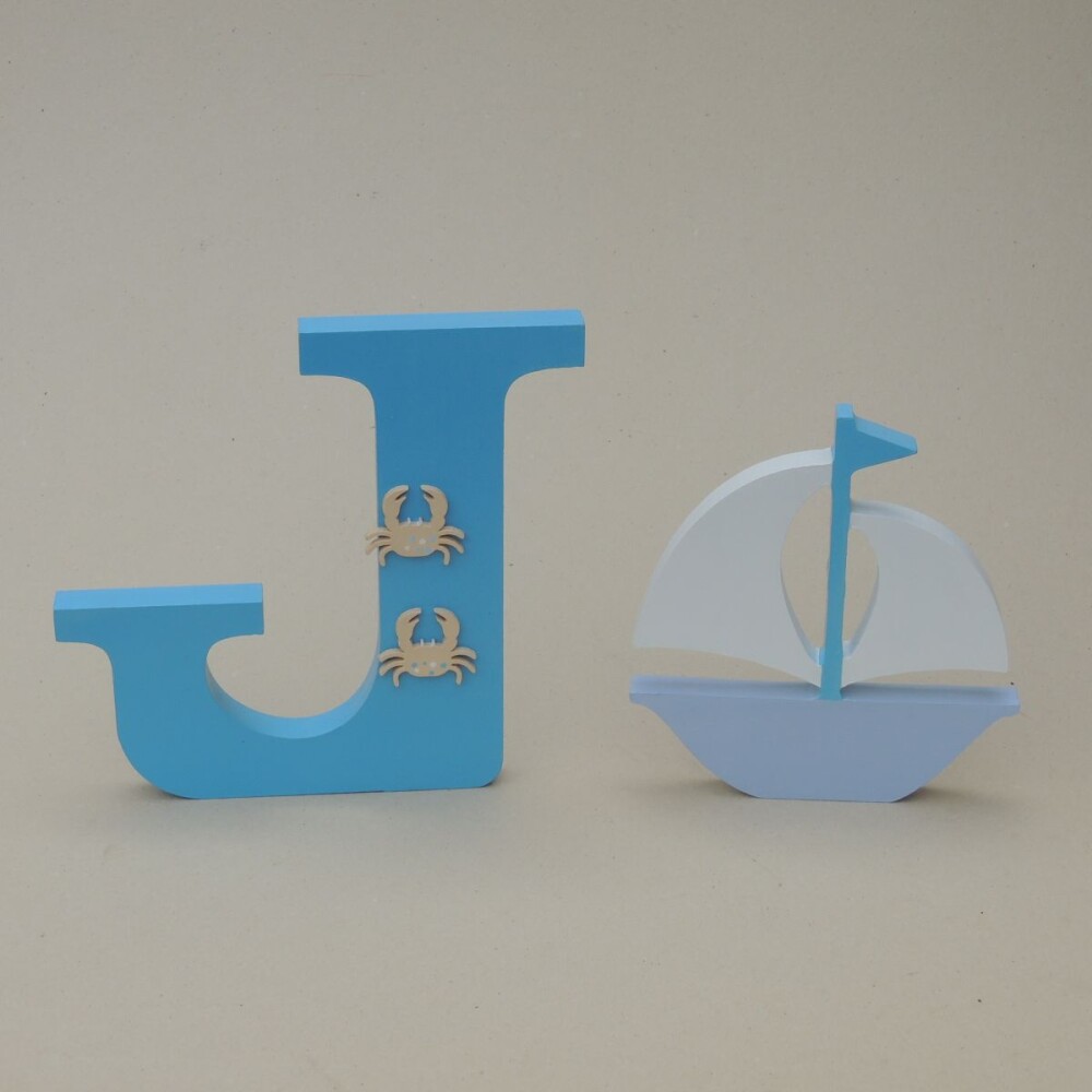 Kit Letra 20 cm e Adorno Barco
