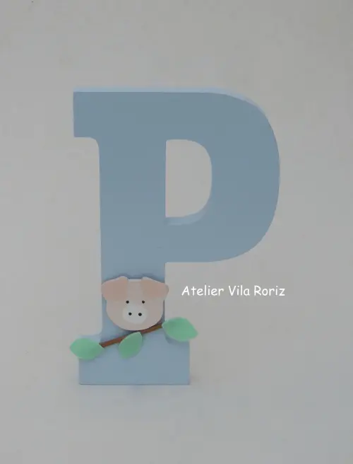 Letra Inicial Madeira 15 cm Fazendinha