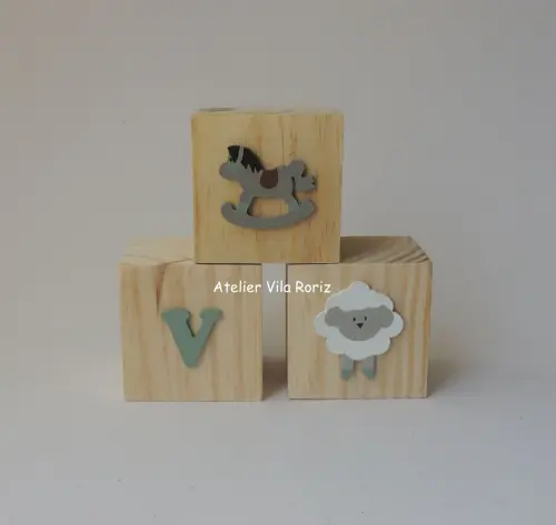Trio Cubos Pinus Apliques Fazendinha (Valor do Trio)