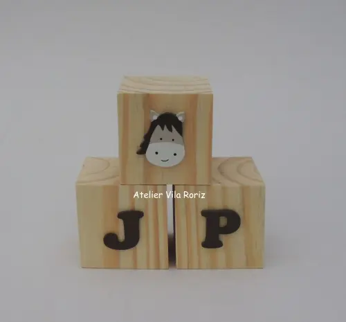 Trio Cubos Pinus Apliques Fazendinha (Valor do Trio)
