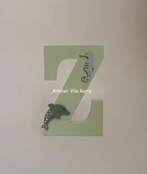 Letra Inicial Madeira 15cm Verde