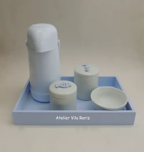 Kit Higiene Bandeja G Azul Fundo do Mar 4 Peças