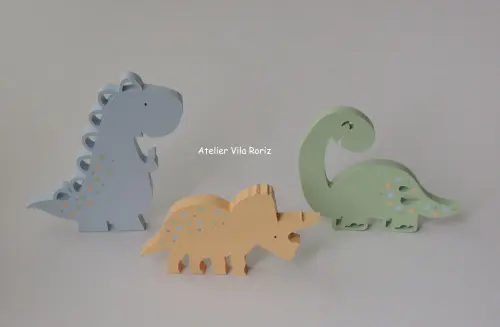 Adorno Madeira Trio Dinossauros