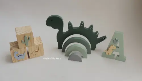 Kit Dino Arcos, Letra 15cm e Trio Cubos Dinossauros