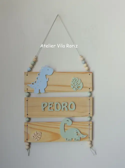 Porta Maternidade Placa Ripas Dinossauros