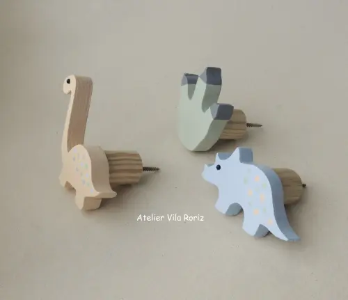 kit 3 Ganchos Cabideiros Dinossauros