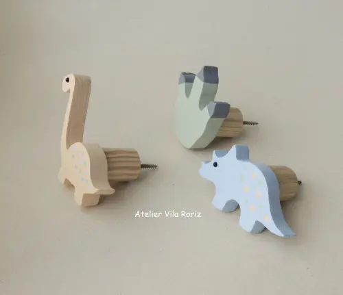 kit 3 Ganchos Cabideiros Dinossauros