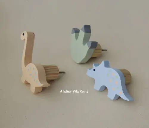 kit 3 Ganchos Cabideiros Dinossauros