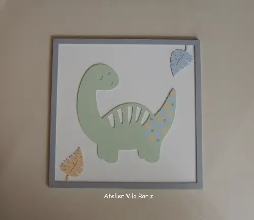Quadro 50x50cm Moldura Cinza Dinossauro