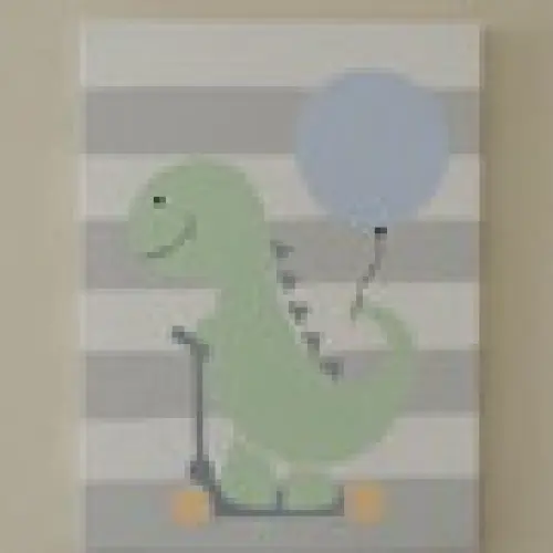 Quadro Tela 30 x 40 cm Dinossauro Patinete