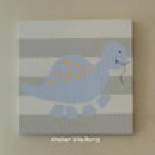 Quadro Tela 30 x 30 cm Dinossauro Folhinha