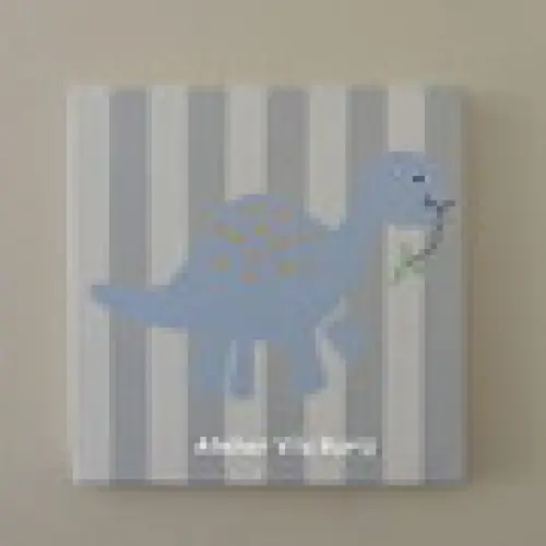 Quadro Tela 30 x 30 cm Dinossauro Folhinha