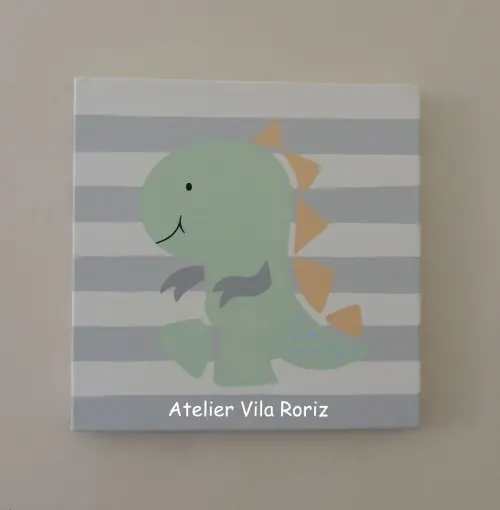 Quadro Tela 30 x 30 cm Dinossauro Modelo A