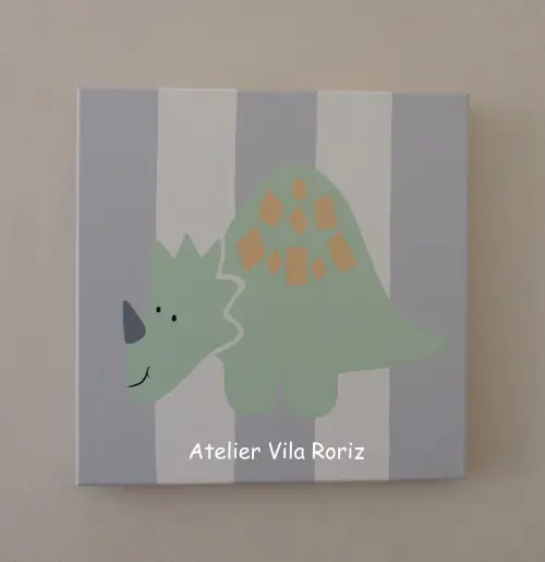 Quadro Tela 30 x 30 cm Dinossauro Modelo C