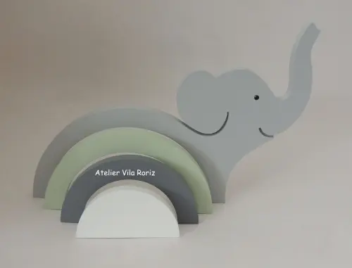 Adorno Madeira Elefante Arcos