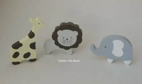 Kit 3 Adornos PP Animais Safári