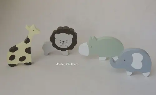 Kit 4 Adornos PP Animais Safári