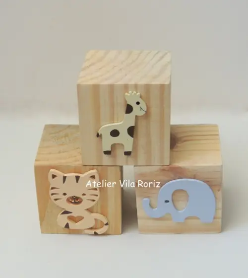 Adorno Trio Cubos Pinus Safári