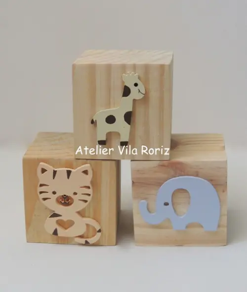 Adorno Trio Cubos Pinus Safári
