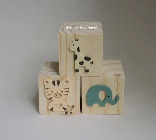 Adorno Trio Cubos Pinus Safári