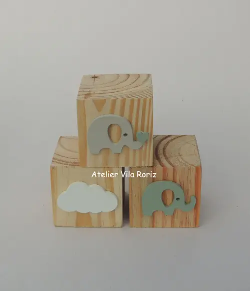 Adorno Trio Cubos Pinus Safári