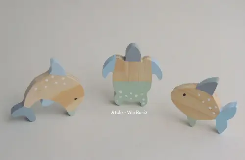 Adorno Trio Animais Marinhos Pinus PP