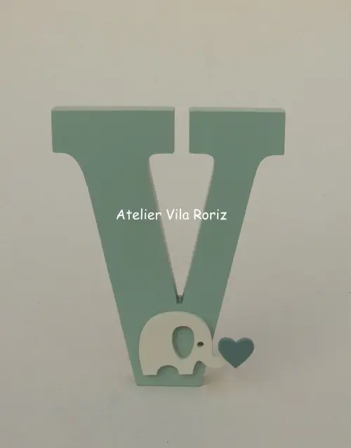 Letra Inicial Madeira 15 cm Verde Safári