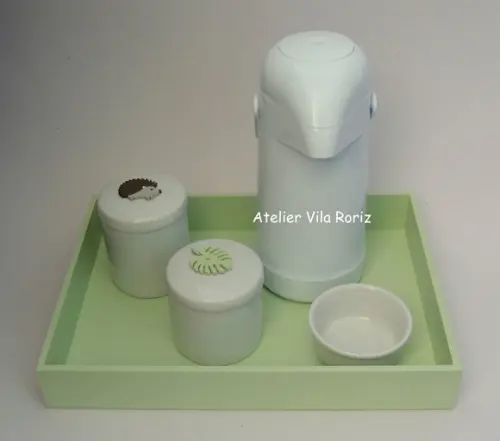 Kit Higiene Bandeja G Lisa Verde Animais da Floresta 4 Peças
