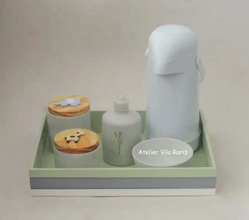 Kit Higiene Bandeja G 3 Cores Safári 5 Peças A