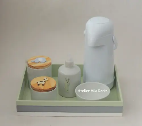 Kit Higiene Bandeja G 3 Cores Safári 5 Peças A