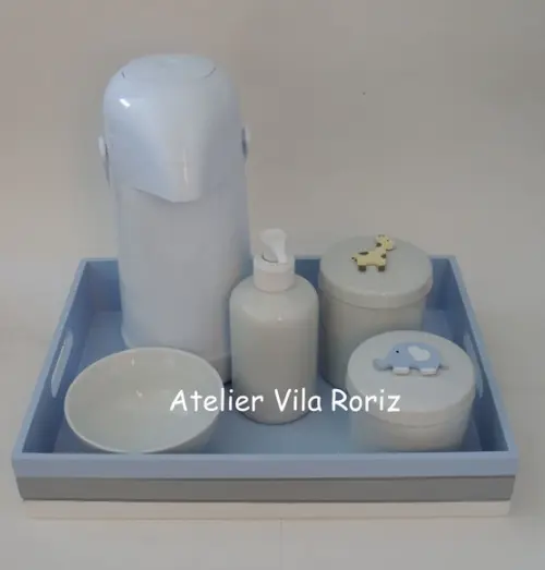 Kit Higiene Bandeja G 3 Cores Safári 5 Peças B