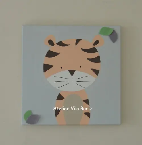 Quadro Pintado à Mão Sob Tela 30x30cm Safári (Valor Unitário)