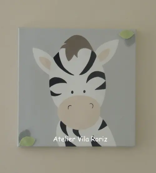 Quadro Pintado à Mão Sob Tela 30x30cm Safári (Valor Unitário)
