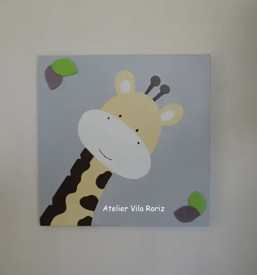 Quadro Pintado à Mão Sob Tela 30x30cm Safári (Valor Unitário)