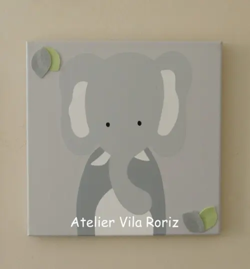 Quadro Pintado à Mão Sob Tela 30x30cm Safári (Valor Unitário)